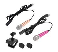 MECCANIXITY 2 mini micrófonos, mini micrófonos pequeños para teléfono tipo C, micrófono pequeño con soporte, cubierta de esponja para grabar voz de teléfono, dorado/rosa intenso