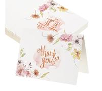 MECCANIXITY 25 tarjetas de agradecimiento, cartulina en blanco plegada floral de 3.7 x 5.5 pulgadas, notas de agradecimiento para tarjetas de felicitación, boda, graduación, cumpleaños, invitaciones