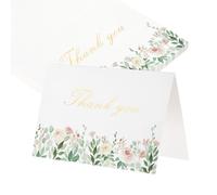 MECCANIXITY 25 tarjetas de agradecimiento, cartulina en blanco plegada floral de 5.9 x 7.9 pulgadas, notas de agradecimiento para tarjetas de felicitación, boda, graduación, cumpleaños, invitaciones