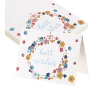 MECCANIXITY 25 tarjetas de los mejores deseos, cartulina en blanco plegada floral de 3.7 x 5.5 pulgadas, notas de agradecimiento para tarjetas de felicitación, boda, graduación, cumpleaños