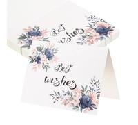 MECCANIXITY 25 tarjetas de los mejores deseos, cartulina en blanco plegada floral de 3.7 x 5.5 pulgadas, notas de agradecimiento para tarjetas de felicitación, boda, graduación, cumpleaños