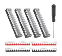 MECCANIXITY 4 juegos de bloques de terminales de tornillo de 12 posiciones, bloque de tira de terminales de tornillo de doble fila 600 V 25 A con destornillador y terminales preaislados negro/rojo