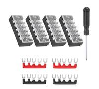 MECCANIXITY 4 juegos de bloques de terminales de tornillo de 5 posiciones, bloque de tira de terminales de tornillo de doble fila 600 V 25 A con destornillador y terminales preaislados negro/rojo