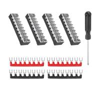 MECCANIXITY 4 juegos de bloques de terminales de tornillo de 8 posiciones, bloque de tira de terminales de tornillo de doble fila 600 V 25 A con destornillador y terminales preaislados negro/rojo