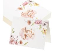 MECCANIXITY 50 tarjetas de agradecimiento, cartulina en blanco plegada floral de 3.7 x 5.5 pulgadas, notas de agradecimiento para tarjetas de felicitación, boda, graduación, cumpleaños, invitaciones