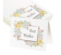 MECCANIXITY 50 tarjetas de los mejores deseos, cartulina en blanco plegada floral de 3.7 x 5.5 pulgadas, notas de agradecimiento para tarjetas de felicitación, boda, graduación, cumpleaños