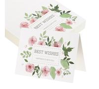 MECCANIXITY 50 tarjetas de los mejores deseos, cartulina en blanco plegada floral de 3.7 x 5.5 pulgadas, notas de agradecimiento para tarjetas de felicitación, boda, graduación, cumpleaños