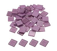 MECCANIXITY Azulejos de mosaico, azulejos de vidrio, piezas de vidrio de mosaico de cristal brillante, azulejos cuadrados de mosaico de cristal con purpurina a granel, 2 x 2 cm, para decoración del hogar, manualidades, paquete de 50 (200 g, lila)