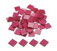 MECCANIXITY Azulejos de mosaico, azulejos de vidrio, piezas de vidrio de mosaico de cristal brillante, azulejos de mosaico cuadrados de cristal con purpurina de 2 x 2 cm para decoración del hogar, manualidades, paquete de 50 (200 g, rojo ciruela)