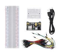 MECCANIXITY Kit de tabla de pan con módulo de fuente de alimentación, 830 puntos de amarre con cables de puente USB, kit divertido de componentes electrónicos para placa de desarrollo de circuitos