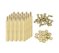 MECCANIXITY M2.5 - Juego de 20 tuercas espaciadoras hexagonales de latón macho, juego de 20 tuercas de tornillo de columna hexagonal M2.5 x 30+6 separadores roscados para placa base Raspberry Pi PCB