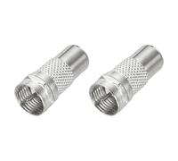 MECCANIXITY Paquete de 2 conectores de cable coaxial, adaptador F macho a RCA hembra, extensor de 75 ohmios, chapado en níquel, tipo F, acoplador de extensión coaxial convertidor de 23 x 10,5 mm para