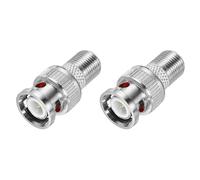 MECCANIXITY Paquete de 2 conectores de cable coaxial, F hembra a BNC macho, extensor adaptador de 75 ohmios, chapado en níquel, tipo F, convertidor de extensión coaxial de 27 x 14 mm para cámara CCTV