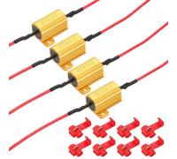 MECCANIXITY Resistencias de carga de 1000 ohmios, carcasa de aluminio de 25 | Resistencias de carga LED, tolerancia del 5 % con clips para fijar la bombilla LED, parpadeo, señal de giro
