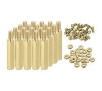MECCANIXITY Tornillos espaciadores hexagonales de latón M3 macho, 20 juegos de tuercas de columna hexagonal, kit surtido de tuercas M3 x 21 + 6 separadores roscados para placa base Raspberry Pi PCB