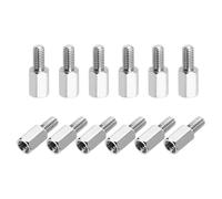 MECCANIXITY Tornillos espaciadores hexagonales, M3 x 7 mm + 6 mm, rosca macho a hembra, latón chapado en níquel, separadores espaciadores para placas de circuito PCB, FPV, cuadricóptero, dron