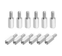 MECCANIXITY Tornillos espaciadores hexagonales, M3 x 9 mm + 6 mm, rosca macho a hembra, latón chapado en níquel, separadores espaciadores para placas de circuito PCB, FPV, cuadricóptero, dron