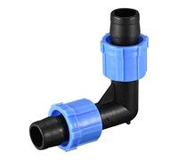 MECCANIXITY Tubo de riego por goteo Acoplamiento de codo de púas de bloqueo para tubo de cinta de goteo de 16 mm, sistema de rociadores, color azul, paquete de 15