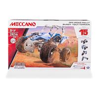 Meccano 15 in 1 Set Off Road Rally - Juego de construcción de varios modelos de vehículos de 242 pieza(s), Metal y Plástico, Colores Azul ( Plata y Negro)