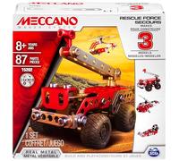 MECCANO- 3 MODELOS DE COCHES DE EMERGENCIA - Rescue Squad 3 Modelos de Vehículos de Emergencia para Construir - Juego de Construcción con 2 Herramientas y 87 Piezas - 6026714 - Juguetes Niños 8 años+