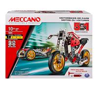MECCANO - COCHE Y MOTO - Moto Street Fighter 5 en 1 - Modelos de Coches y motos para Construir - Juego de construcción con 2 herramientas y 132 piezas - 6053371 - Juguetes Niños 10 años +