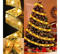 Mecctuck Luces de Cinta Navideña, Cinta de Hadas Brillantes de 550 cm, 50 Luces LED, Decoración de Árbol de Navidad, Luces de Hadas Parpadeantes para Decoración de Árbol para Interior y Exterior