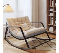 Mecedora acolchada - Silla reclinable de patio al aire libre para sala de estar, guardería, porche delantero, jardín, patio trasero, uso en interiores y exteriores