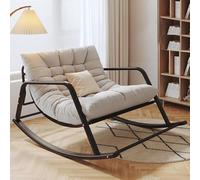 Mecedora acolchada - Silla reclinable de patio al aire libre para sala de estar, guardería, porche delantero, jardín, patio trasero, uso en interiores y exteriores