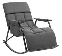 CLP Mecedora Cathy I Mecedora tapizada I Mecedora con Respaldo I Estructura metálica con reposabrazos y Bolsillo Lateral, Color:Gris Oscuro, Material:Tela