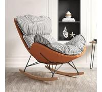Mecedora cómoda para dormitorio, silla mecedora tapizada, silla de oficina, silla reclinable, silla perezosa moderna con diseño ergonómico (beige)