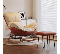 Mecedora con Reposapiés Hecha De Hierro Y Madera Maciza Silla De Lectura Diseño Antivuelco en Las Patas Se Adapta A La Forma del Cuerpo 91 X 40 X 70 Cm(Khaki)