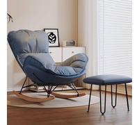 Mecedora con Reposapiés Hecha De Hierro Y Madera Maciza Silla De Lectura Diseño Antivuelco en Las Patas Se Adapta A La Forma del Cuerpo 91 X 40 X 70 Cm(Blue)