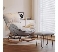 Mecedora con Reposapiés Hecha De Hierro Y Madera Maciza Silla De Lectura Diseño Antivuelco en Las Patas Se Adapta A La Forma del Cuerpo 91 X 40 X 70 Cm(Gray)
