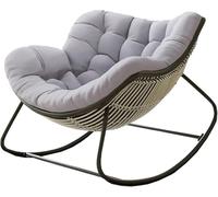 Mecedora de gran tamaño con cojín acolchado, cómoda mecedora de mimbre para patio, marco de acero, moderna silla de salón para balcón