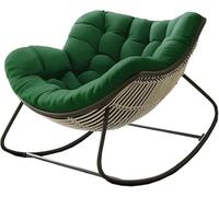 Mecedora de gran tamaño con cojín acolchado, cómoda mecedora de mimbre para patio, marco de acero, moderna silla de salón para balcón