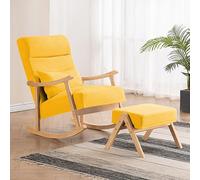 Mecedora de gran tamaño con cojín, sillón reclinable moderno con patas de madera maciza y otomana, cómoda silla reclinable para sala de estar, dormitorio, porche, jardín