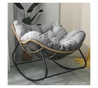 Mecedora de gran tamaño para exteriores, color negro y gris, con cojines, para leer, patio, jardín, sala de estar, relajación, asiento cómodo