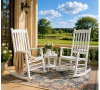 Mecedora de Madera, Juego de 2 sillas mecedoras Negras de Gran tamaño para Interiores y Exteriores, Respaldo Alto, Silla Mecedora reclinable, para jardín, césped, balcón, Patio Trasero y