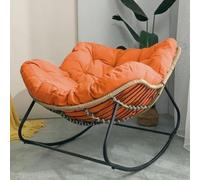 Mecedora de mimbre de ratán de gran tamaño con marco de metal, moderna silla mecedora de huevos para patio al aire libre para adultos