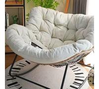 Mecedora de ocio de gran tamaño con reposapiés, cómoda silla reclinable tapizada para patio, silla moderna de color blanco roto con cojines gruesos