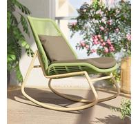 Mecedora de ratán con cojín, moderna y relajante para interiores y exteriores, capacidad de 150 kg, fácil montaje para jardín, balcón, sala de estar