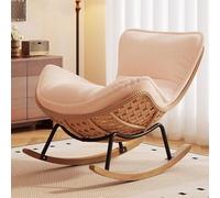 Mecedora de ratán hecha a mano, cómoda silla tapizada para adultos, ideal para sala de estar y dormitorio, diseño elegante de color sólido