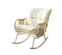 Mecedora de ratán para exteriores con respaldo alto, silla de ocio de acero al carbono para jardín, silla de lectura pequeña con capacidad de carga de 150 kg