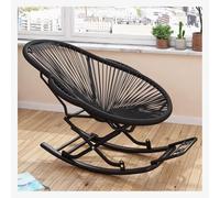 Mecedora de ratán tejida a mano, cómoda para interiores y exteriores, perfecta para sala de estar y lectura, soporta hasta 300 kg, diseño elegante