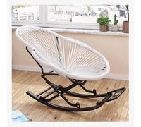 Mecedora de ratán tejida a mano, cómoda para uso en interiores y exteriores, perfecta para sala de estar y lectura, soporta hasta 300 kg, elegante y diseño