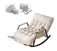 Mecedora doble de gran tamaño con asiento extraíble, respaldo ajustable de 5 posiciones, para todas las estaciones, comodidad para los pies, color blanco, perfecta para la relajación