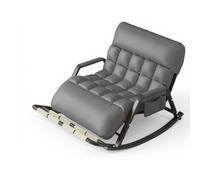 Mecedora doble de gran tamaño con asiento extraíble, respaldo ajustable de 5 posiciones, para todas las estaciones, color gris, ideal para relajación y uso familiar