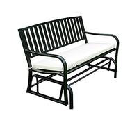 Mecedora doble resistente a la intemperie para jardín al aire libre y patio, banco deslizante de metal con cojines, respaldo y reposabrazos, perfecta para relajarse en el patio