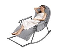 Mecedora, flexible y ajustable, buena estabilidad, capacidad de carga de 200 kg, respaldo ajustable, reposapiés, mecedora con práctico bolsillo lateral para salón (naranja)