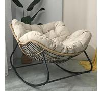 Mecedora for exteriores, mecedora tipo huevo for patio, silla Papasan for interiores, sillón de mimbre de ratán, silla real moderna for dormitorio, sala de estar, porche, jardín, césped - gris(Off-whi